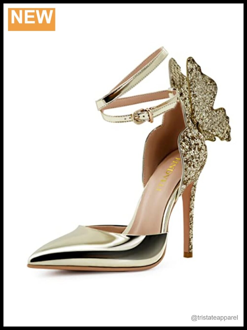 Faux Leather Stiletto Pumps Butterfly Ankle Strap High Heels